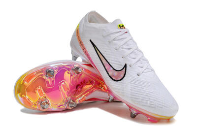 Nike Air Zoom Mercurial Vapor 15 Elite SG Soft Ground Soccer Cleats - White/Pink/Yellow/Black