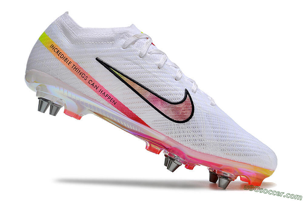 Nike Air Zoom Mercurial Vapor 15 Elite SG Soft Ground Soccer Cleats - White/Pink/Yellow/Black 4