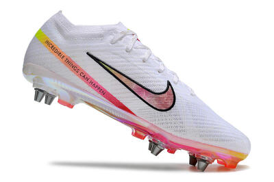 Nike Air Zoom Mercurial Vapor 15 Elite SG Soft Ground Soccer Cleats - White/Pink/Yellow/Black