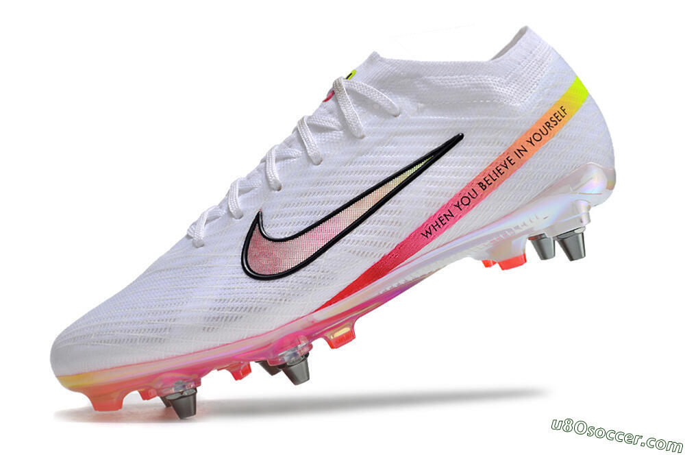 Nike Air Zoom Mercurial Vapor 15 Elite SG Soft Ground Soccer Cleats - White/Pink/Yellow/Black 5
