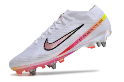 Nike Air Zoom Mercurial Vapor 15 Elite SG Soft Ground Soccer Cleats - White/Pink/Yellow/Black