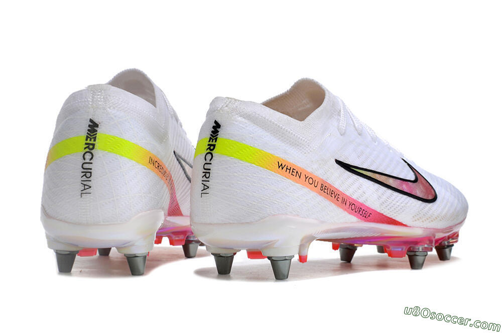 Nike Air Zoom Mercurial Vapor 15 Elite SG Soft Ground Soccer Cleats - White/Pink/Yellow/Black 6