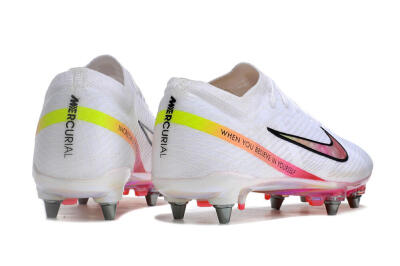 Nike Air Zoom Mercurial Vapor 15 Elite SG Soft Ground Soccer Cleats - White/Pink/Yellow/Black