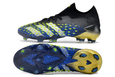 Adidas Predator Freak.1 Low FG Firm Ground Soccer Cleats - Black/Blue/Green