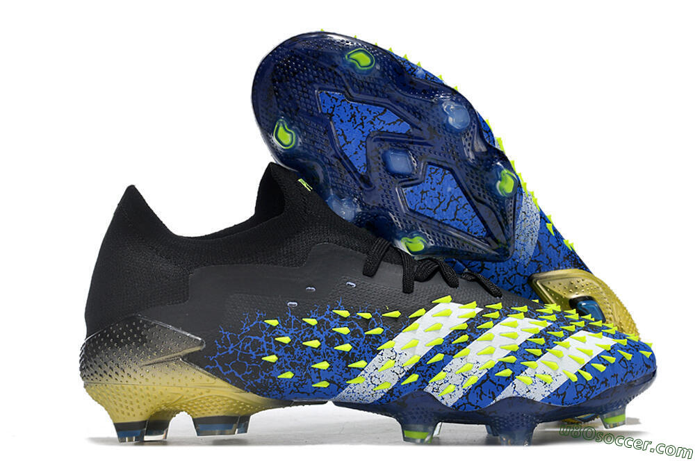 Adidas Predator Freak.1 Low FG Firm Ground Soccer Cleats - Black/Blue/Green 1