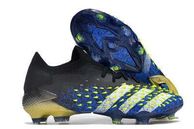 Adidas Predator Freak.1 Low FG Firm Ground Soccer Cleats - Black/Blue/Green
