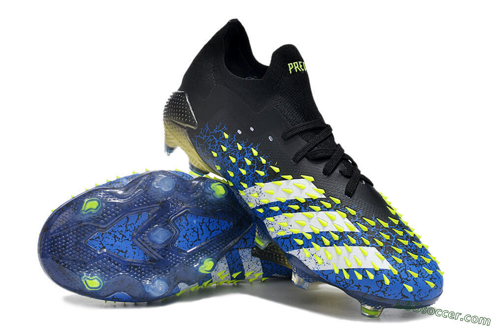 Adidas Predator Freak.1 Low FG Firm Ground Soccer Cleats - Black/Blue/Green 3