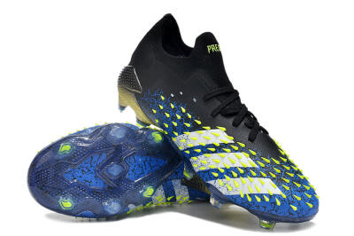 Adidas Predator Freak.1 Low FG Firm Ground Soccer Cleats - Black/Blue/Green