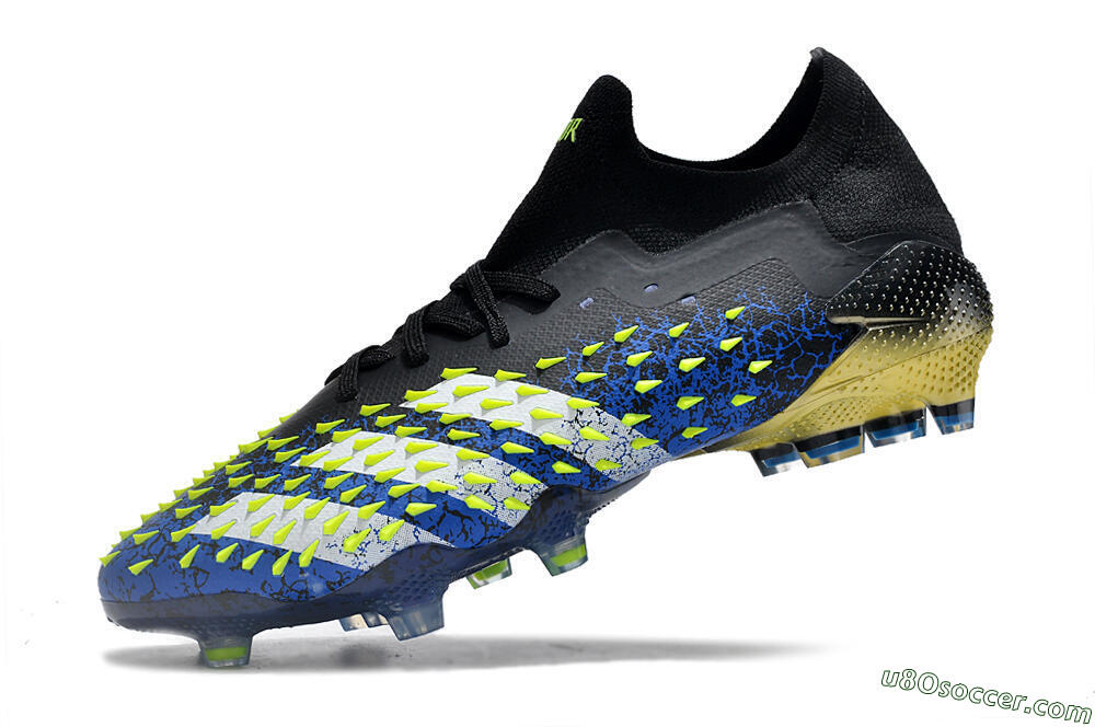 Adidas Predator Freak.1 Low FG Firm Ground Soccer Cleats - Black/Blue/Green 5