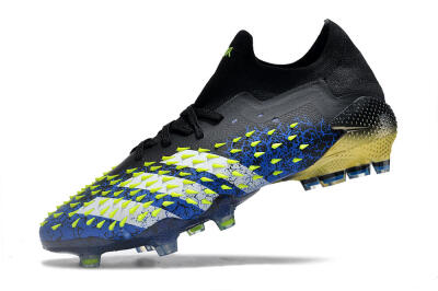 Adidas Predator Freak.1 Low FG Firm Ground Soccer Cleats - Black/Blue/Green