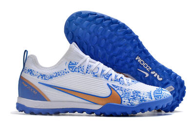 Nike Air Zoom Mercurial Vapor 15 Pro TF Artificial Turf Soccer Shoes - White/Blue/Gold