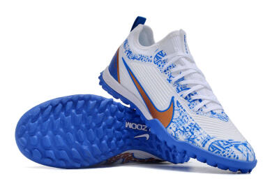 Nike Air Zoom Mercurial Vapor 15 Pro TF Artificial Turf Soccer Shoes - White/Blue/Gold