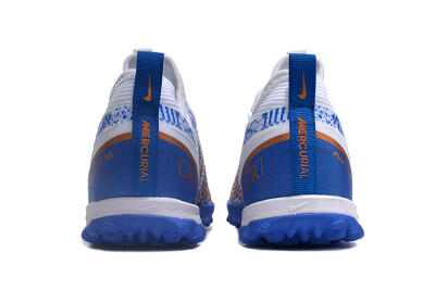 Nike Air Zoom Mercurial Vapor 15 Pro TF Artificial Turf Soccer Shoes - White/Blue/Gold