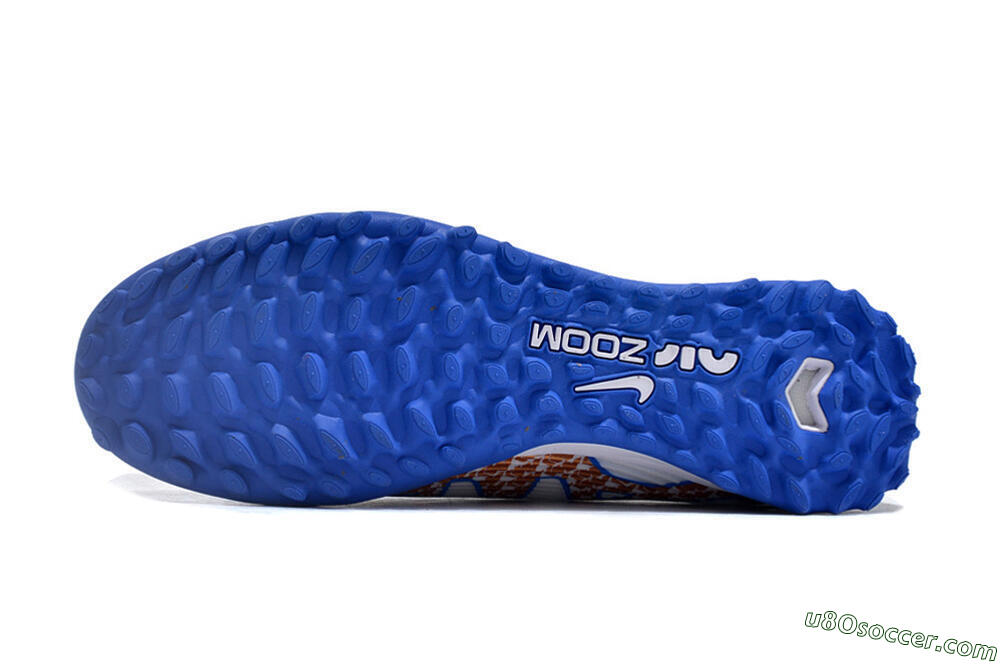 Nike Air Zoom Mercurial Vapor 15 Pro TF Artificial Turf Soccer Shoes - White/Blue/Gold 6