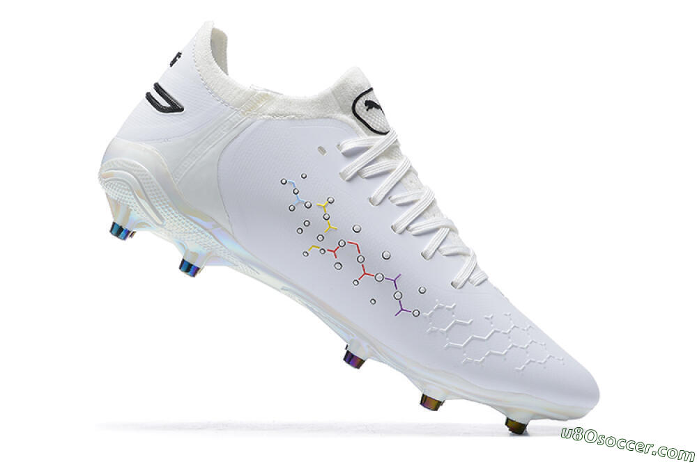 Puma King Ultimate Icon MG Multi Ground Soccer Cleats - White/Blue/Yellow/Red 7