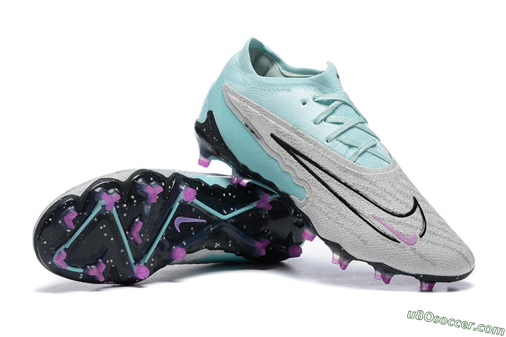 Nike Phantom GX Elite FG Firm Ground Soccer Cleats - Grey/Blue/Black 4