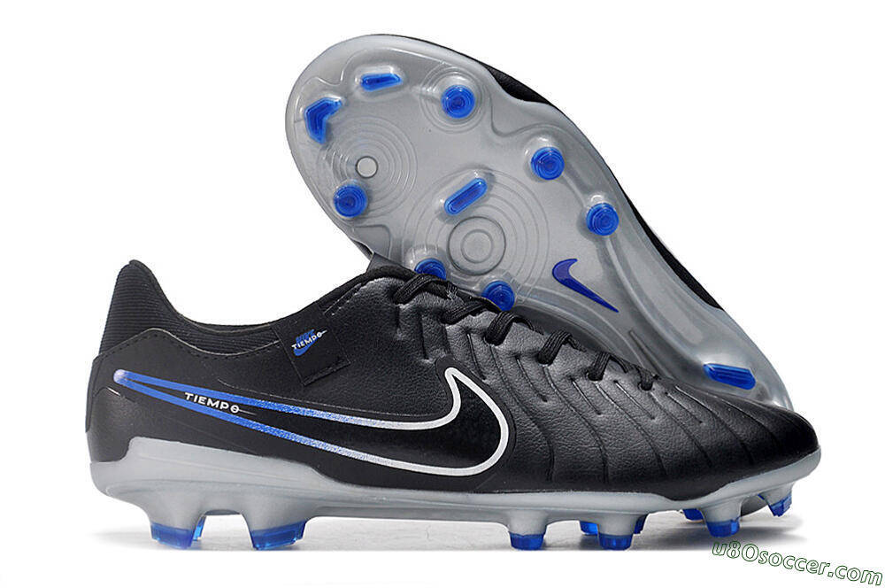 Nike Tiempo Legend 10 Academy FG Firm Ground Soccer Cleats - Black/White/Blue 1