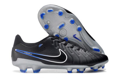 Nike Tiempo Legend 10 Academy FG Firm Ground Soccer Cleats - Black/White/Blue