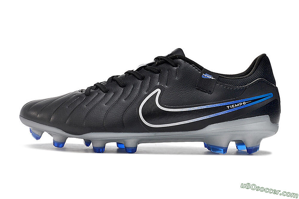 Nike Tiempo Legend 10 Academy FG Firm Ground Soccer Cleats - Black/White/Blue 2