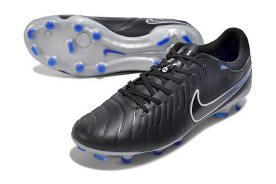 Nike Tiempo Legend 10 Academy FG Firm Ground Soccer Cleats - Black/White/Blue