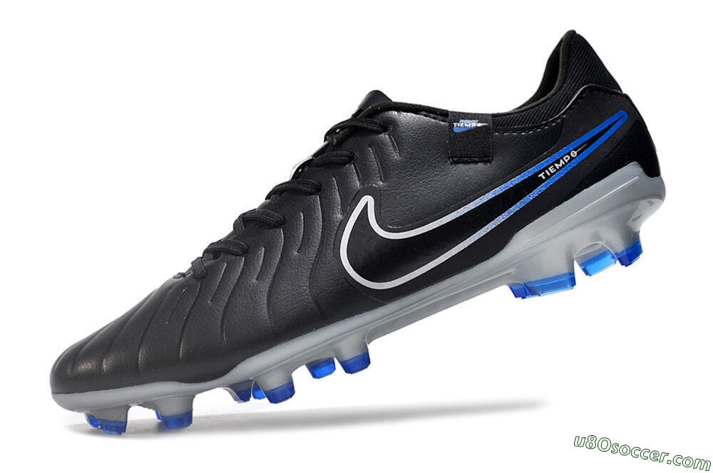 Nike Tiempo Legend 10 Academy FG Firm Ground Soccer Cleats - Black/White/Blue 5