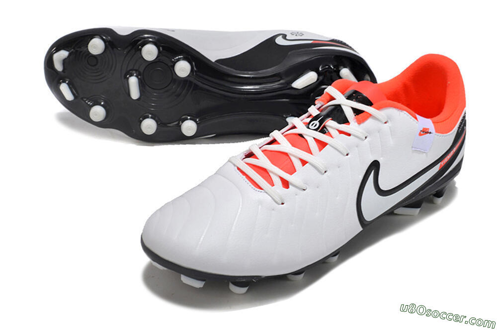 Nike Tiempo Legend 10 Academy FG Firm Ground Soccer Cleats - White/Black/Red 3