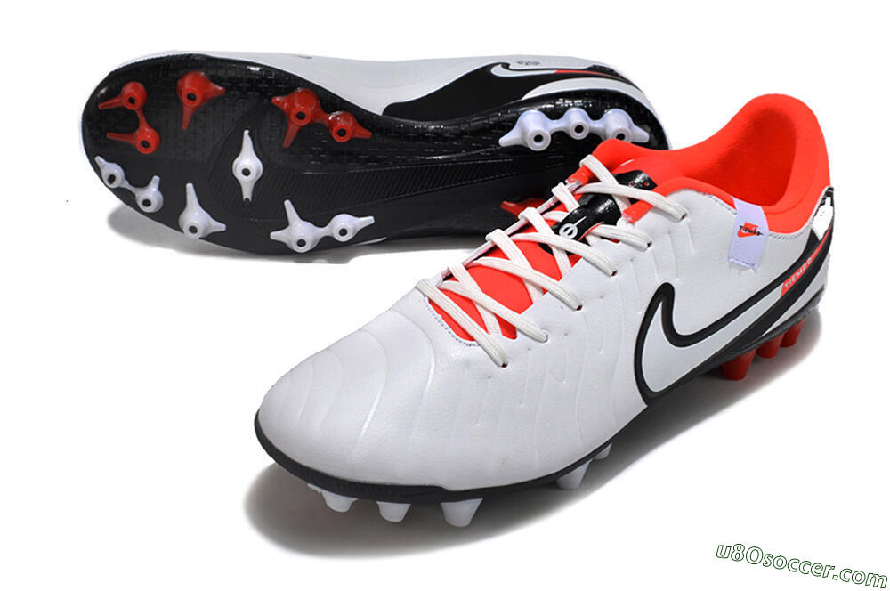 Nike Tiempo Legend 10 Academy AG Artificial Grass Soccer Cleats - White/Black/Red 3