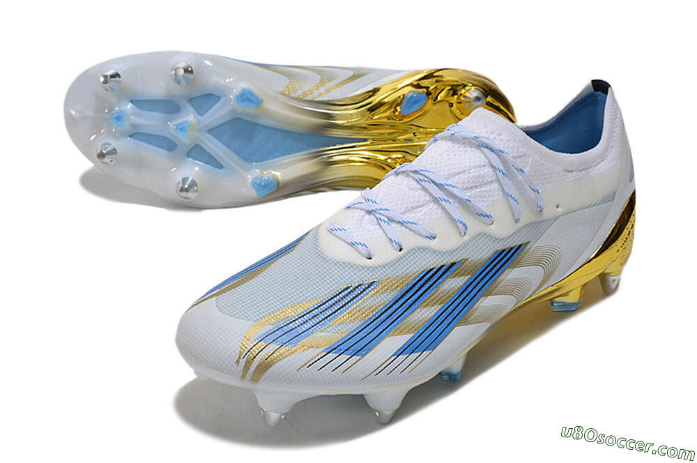 Adidas X Crazyfast.1 SG Soft Ground Soccer Cleats - White/Blue/Gold 3