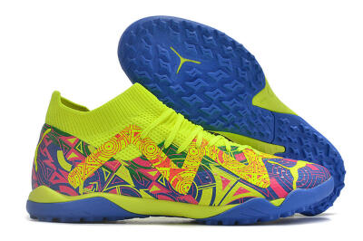 Puma Future X Powercat Tokyo Match TF Artificial Turf Soccer Shoes - Blue/Yellow/Pink