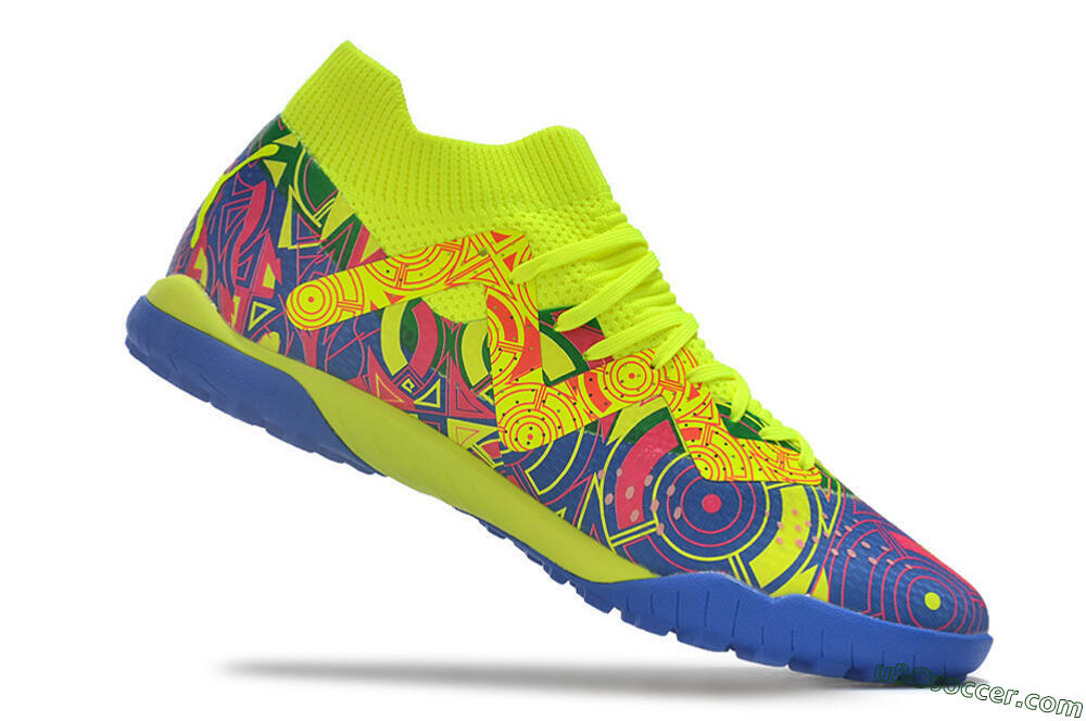 Puma Future X Powercat Tokyo Match TF Artificial Turf Soccer Shoes - Blue/Yellow/Pink 4