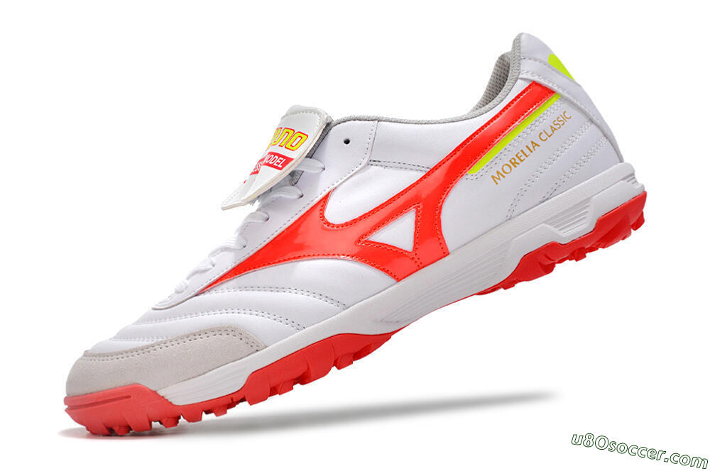 Mizuno Morelia Classic TF Artificial Turf Soccer Shoes - White/Red/Green 5
