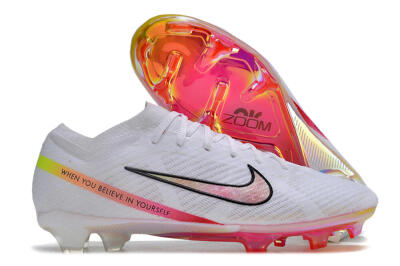 Nike Air Zoom Mercurial Vapor 15 Elite FG Firm Ground Soccer Cleats - White/Pink/Black
