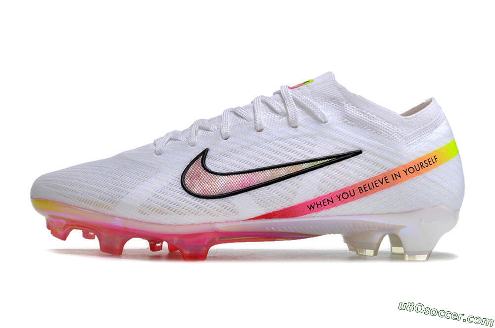 Nike Air Zoom Mercurial Vapor 15 Elite FG Firm Ground Soccer Cleats - White/Pink/Black 2