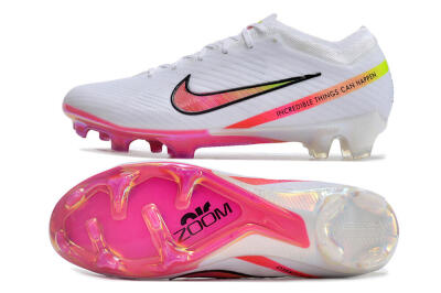 Nike Air Zoom Mercurial Vapor 15 Elite FG Firm Ground Soccer Cleats - White/Pink/Black/Yellow