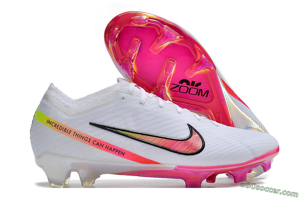 Nike Air Zoom Mercurial Vapor 15 Elite FG Firm Ground Soccer Cleats - White/Pink/Black/Yellow 1