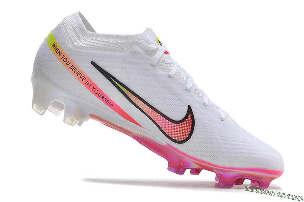 Nike Air Zoom Mercurial Vapor 15 Elite FG Firm Ground Soccer Cleats - White/Pink/Black/Yellow 4