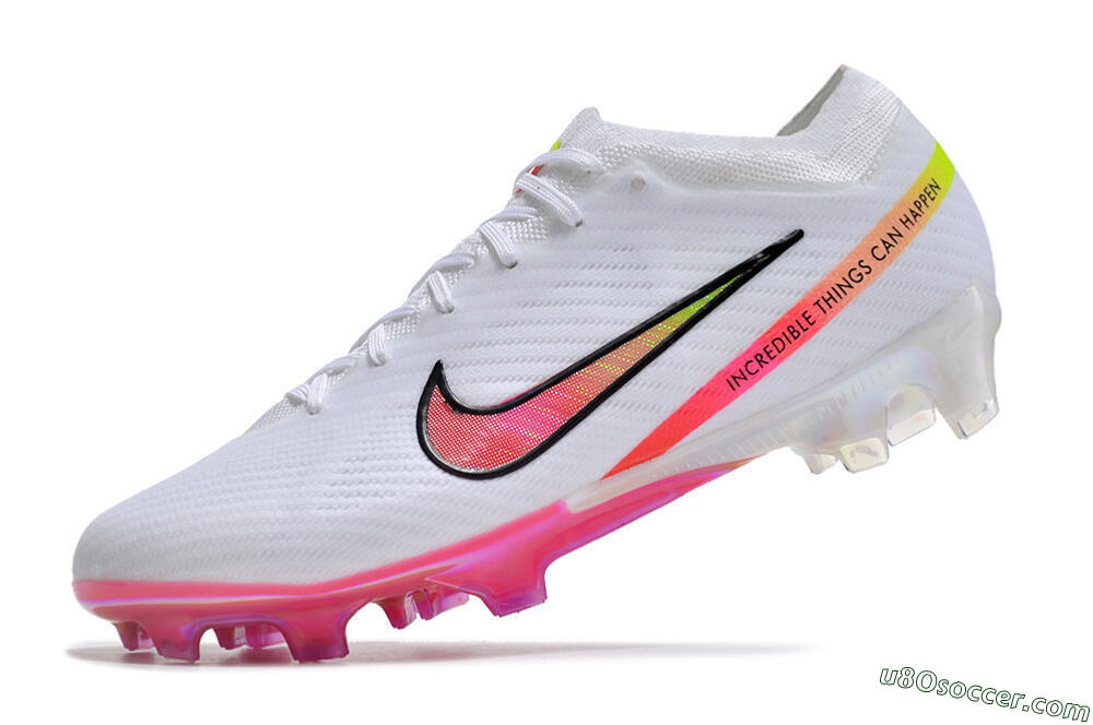 Nike Air Zoom Mercurial Vapor 15 Elite FG Firm Ground Soccer Cleats - White/Pink/Black/Yellow 5