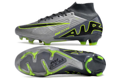 Nike Air Zoom Mercurial Superfly 9 Elite FG Firm Ground Soccer Cleats - Grey/Silver/Black/Green