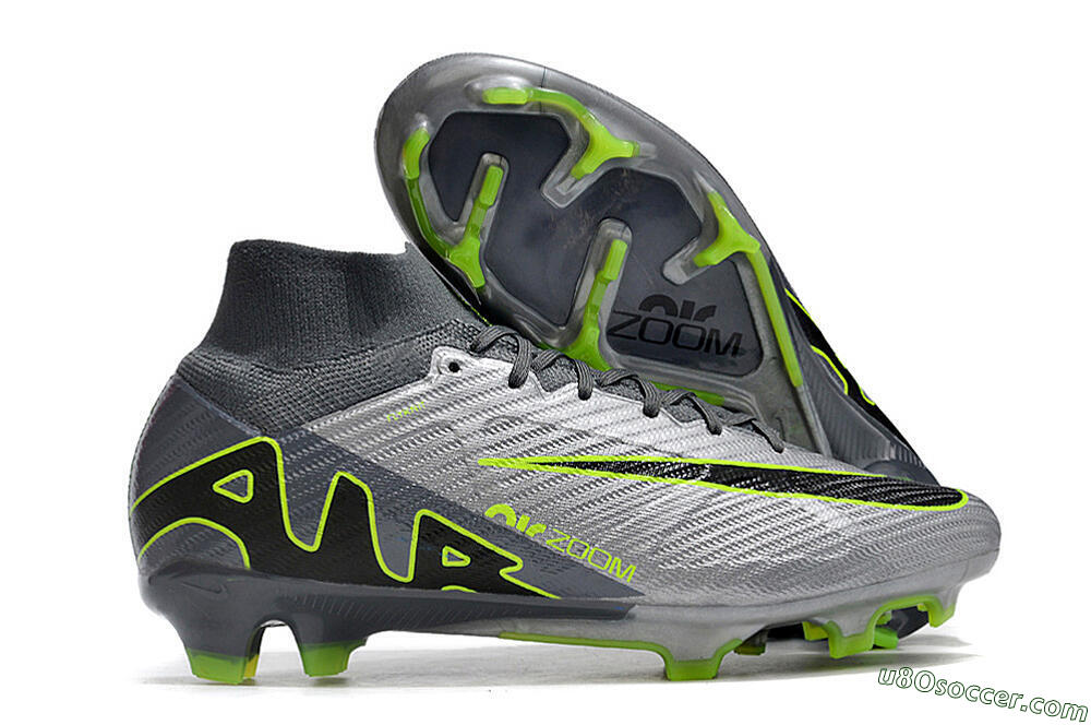 Nike Air Zoom Mercurial Superfly 9 Elite FG Firm Ground Soccer Cleats - Grey/Silver/Black/Green 1