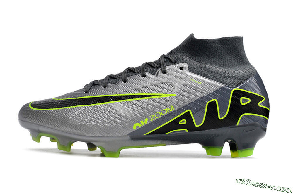Nike Air Zoom Mercurial Superfly 9 Elite FG Firm Ground Soccer Cleats - Grey/Silver/Black/Green 2