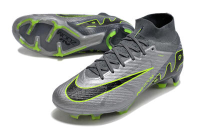 Nike Air Zoom Mercurial Superfly 9 Elite FG Firm Ground Soccer Cleats - Grey/Silver/Black/Green