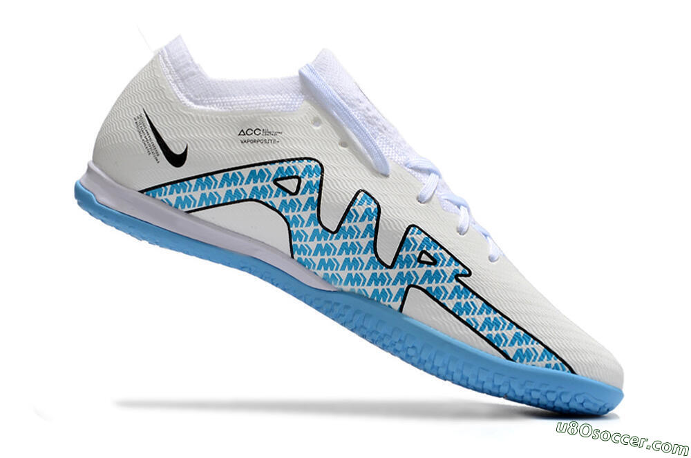 Nike Air Zoom Mercurial Vapor 15 Elite IC Indoor & Futsal Soccer Shoes - White/Blue/Black 4