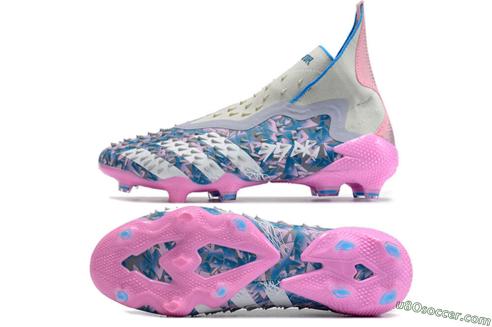 Adidas Predator Freak+ FG Firm Ground Soccer Cleats - Blue/Pink/White/Grey 0