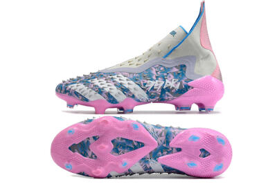 Adidas Predator Freak+ FG Firm Ground Soccer Cleats - Blue/Pink/White/Grey
