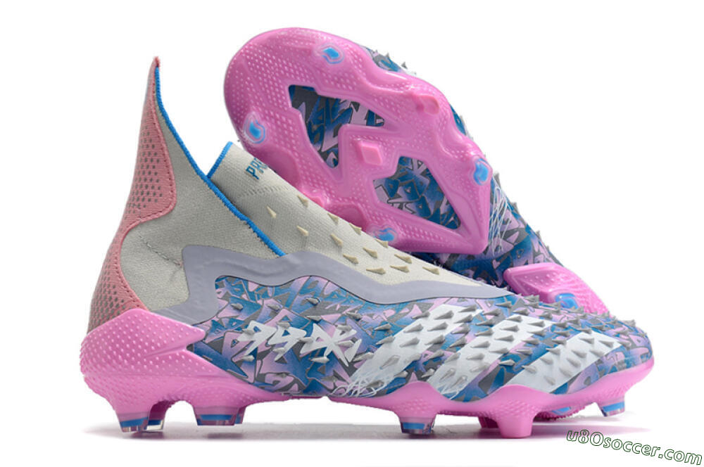 Adidas Predator Freak+ FG Firm Ground Soccer Cleats - Blue/Pink/White/Grey 1