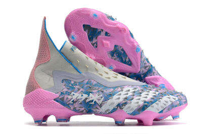 Adidas Predator Freak+ FG Firm Ground Soccer Cleats - Blue/Pink/White/Grey