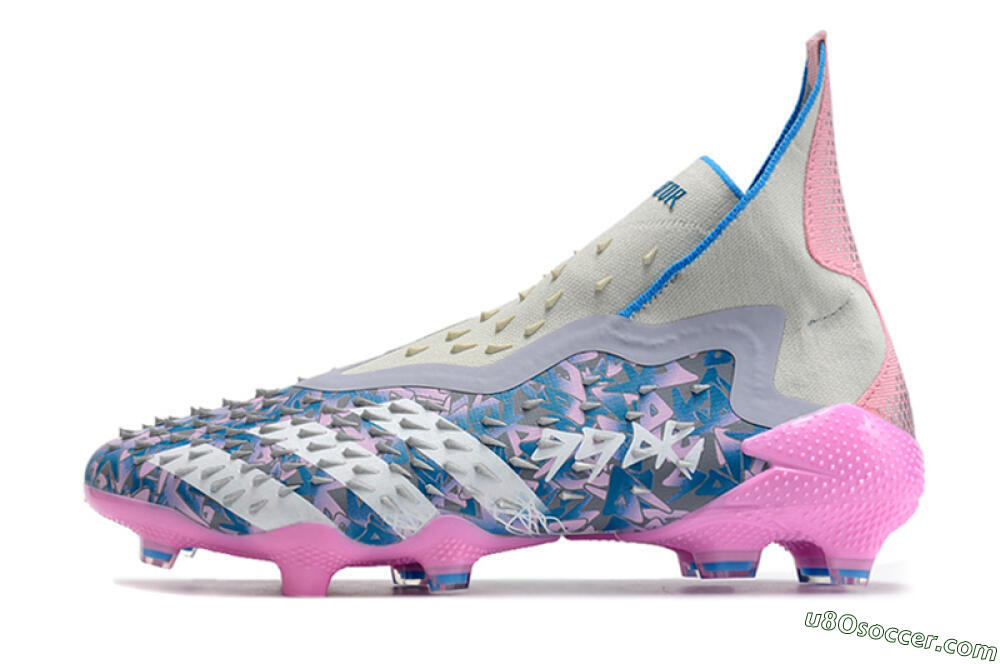 Adidas Predator Freak+ FG Firm Ground Soccer Cleats - Blue/Pink/White/Grey 2