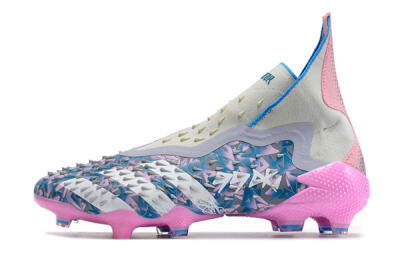Adidas Predator Freak+ FG Firm Ground Soccer Cleats - Blue/Pink/White/Grey