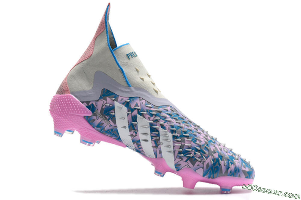 Adidas Predator Freak+ FG Firm Ground Soccer Cleats - Blue/Pink/White/Grey 4