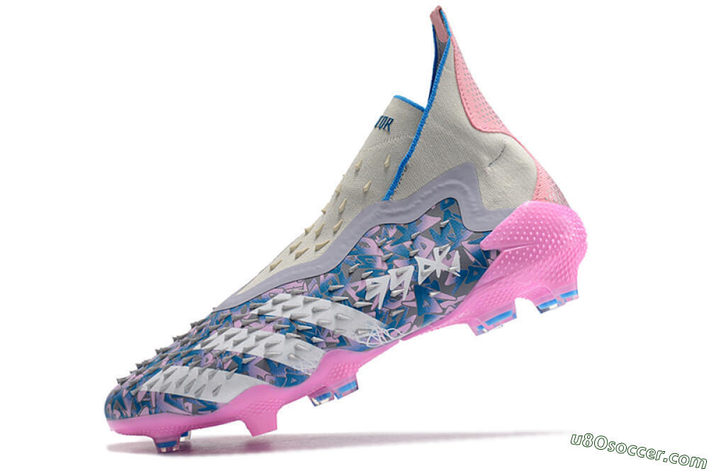 Adidas Predator Freak+ FG Firm Ground Soccer Cleats - Blue/Pink/White/Grey 5